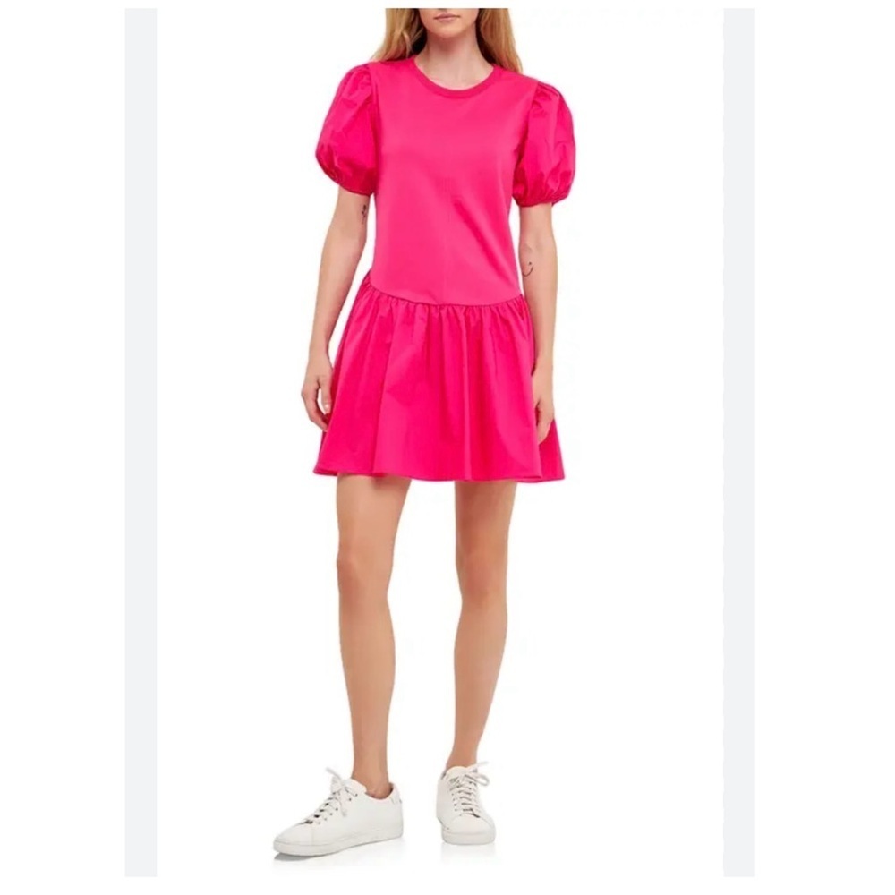 English Factory Pink Puff Sleeve mini Dress size XS NWT